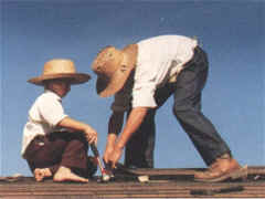 Helping Dad with the roof