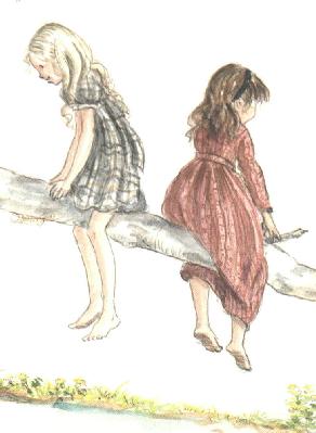 detail ... "The Birch Swing" by Tasha Tudor